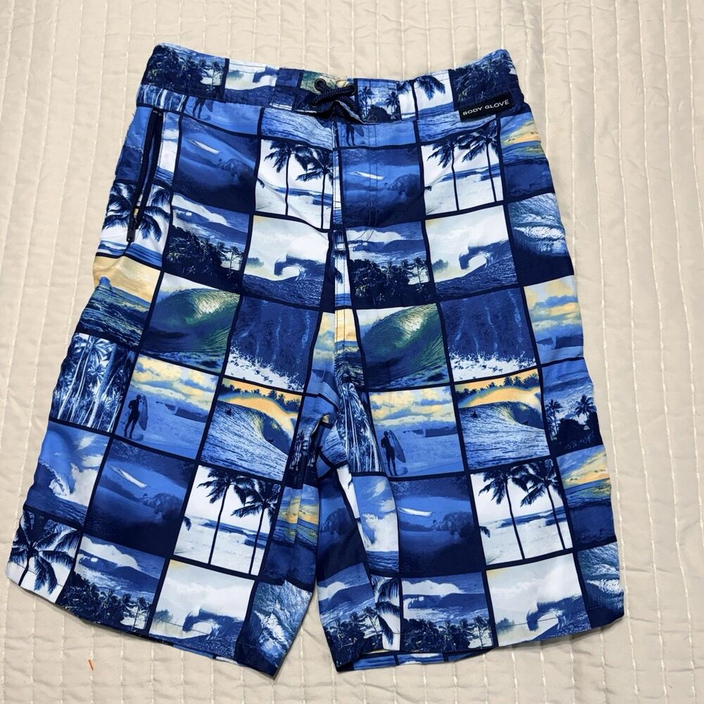 Body Glove Swimsuit | Boy’s Size XL(18) | Blue | Palm Trees